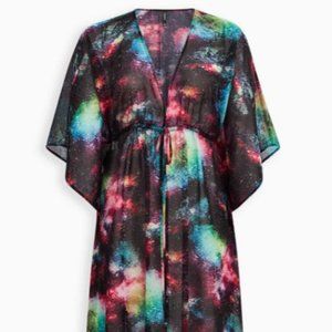 Galaxy Chiffon Tie-Front Maxi Swim Cover-Up